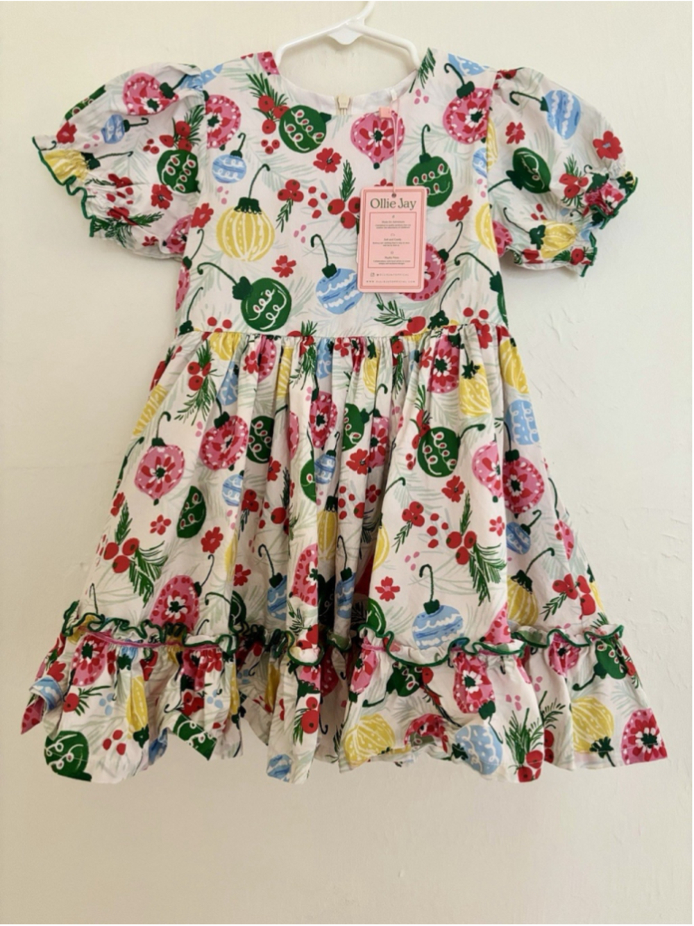 Ollie Jay Girl’s Poplin Vintage Ornament Dress sz 5 NWT Perfect For Christmas!